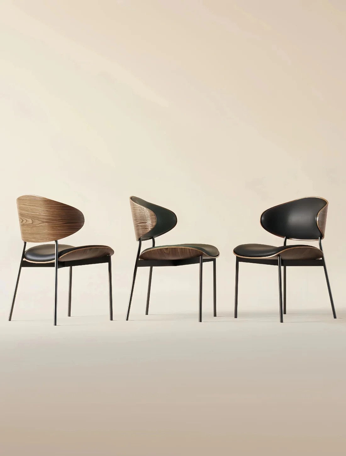 EAMES Premium Designer Dining Chair Office Chair Microfiber Leather Wrapped Seat With Metal Legs