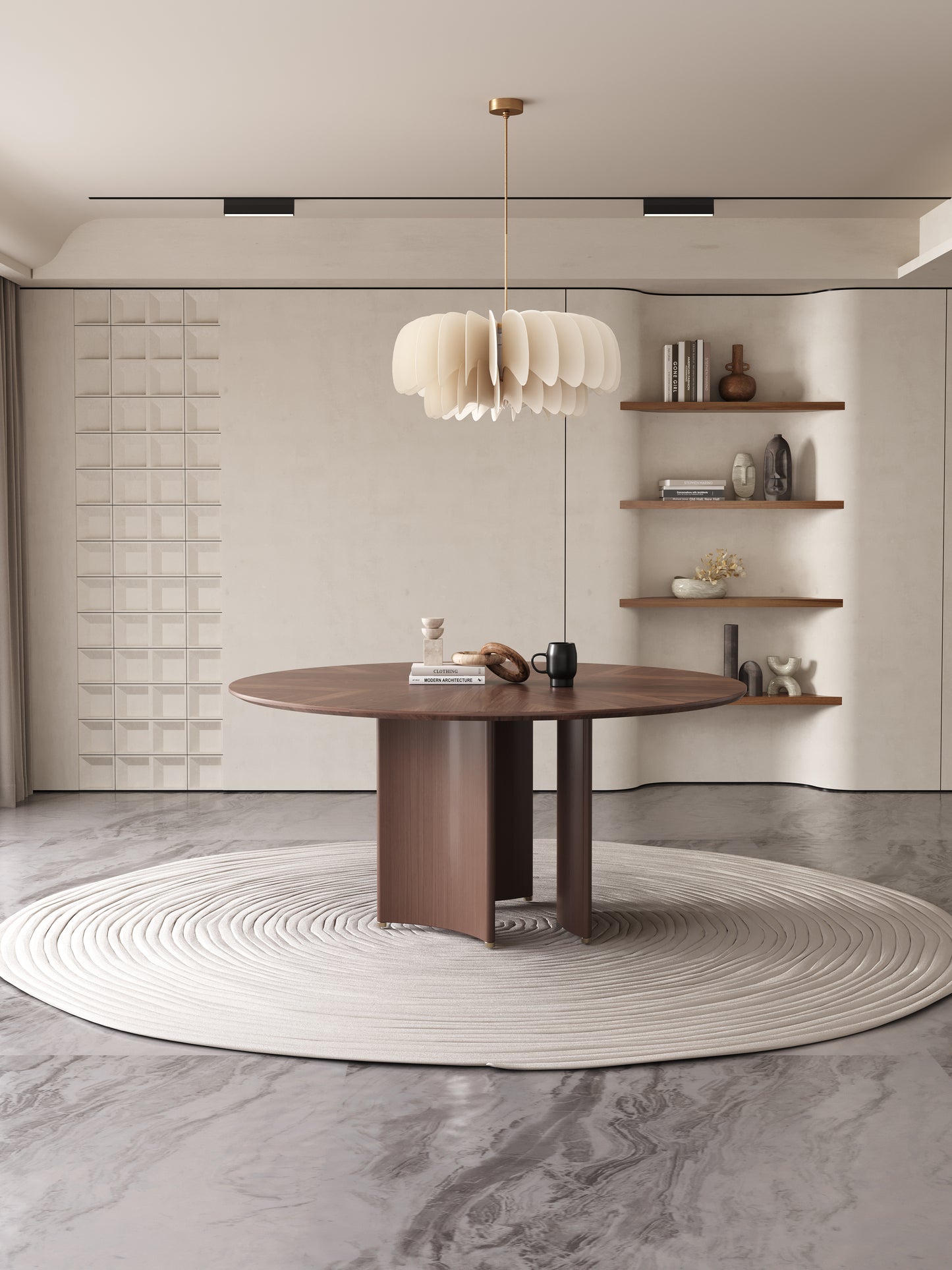 CALLIOPE Walnut Color Timber Round Style Dining Table 1.2m/1.35m