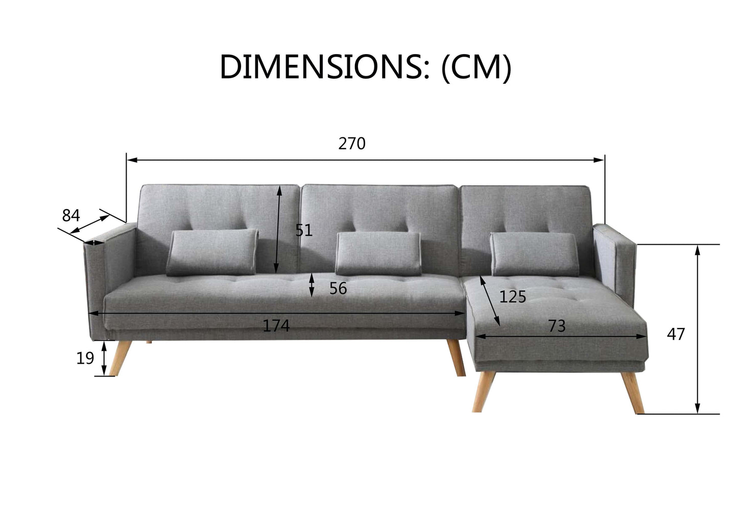 Linen Fabric 5 Seat Sofa Couch Lounges Futon Suite Chaise Set Bed