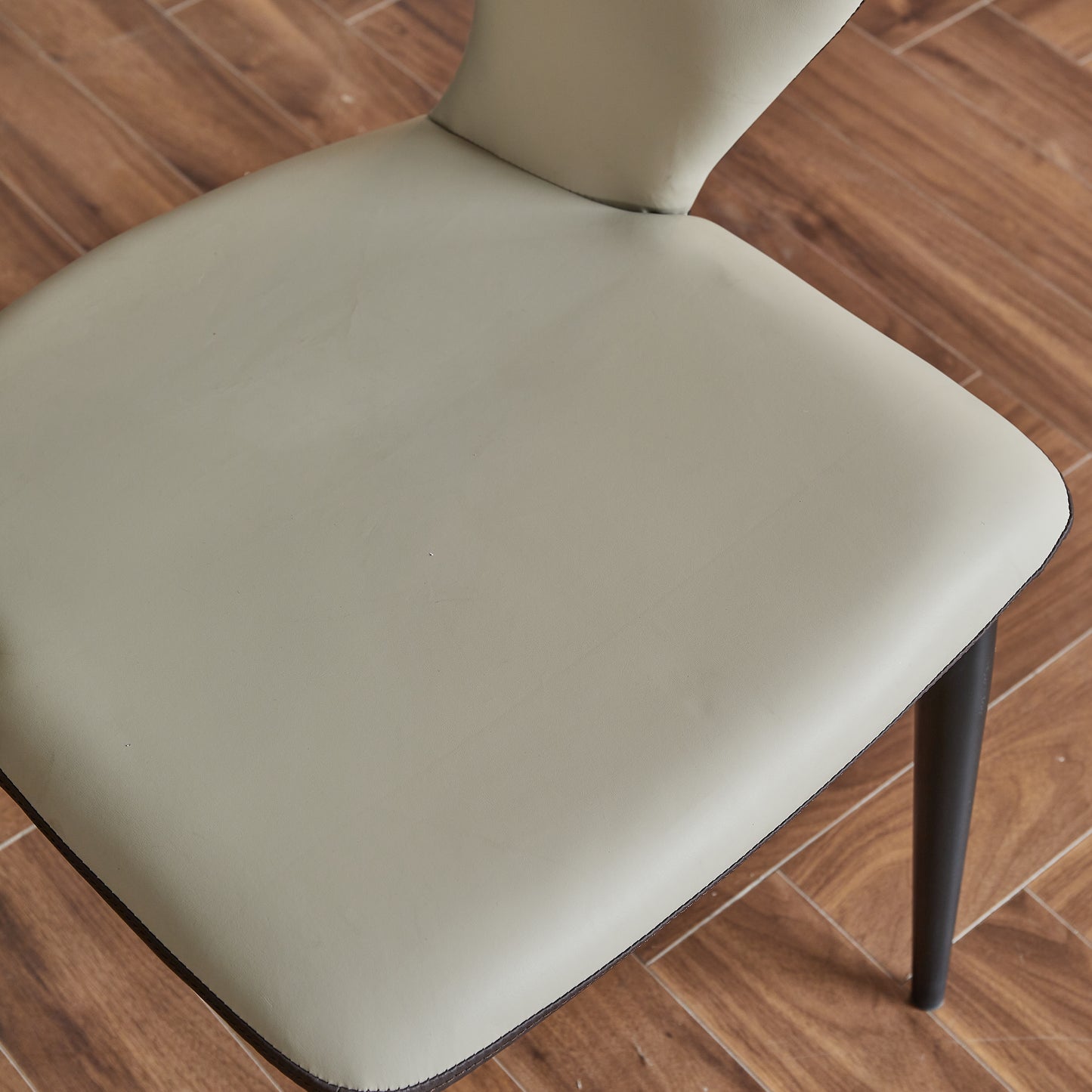 Sesco Open Back Design PU Leather Dining Chair Metal Legs Two Tune Colored