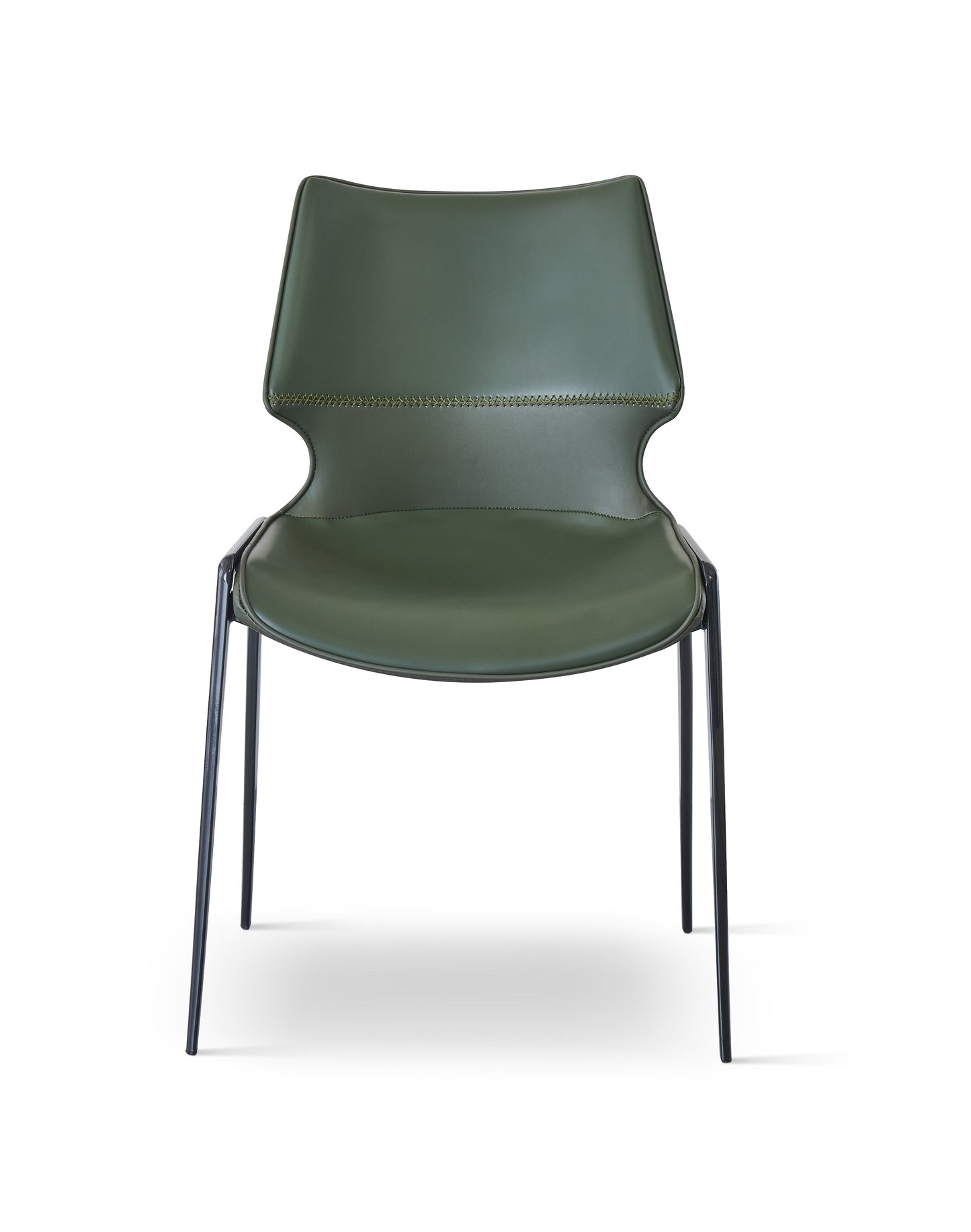 MAELYS Dark Green Color Dining Chair Microfiber Leather Wrapped Seat With Metal Legs