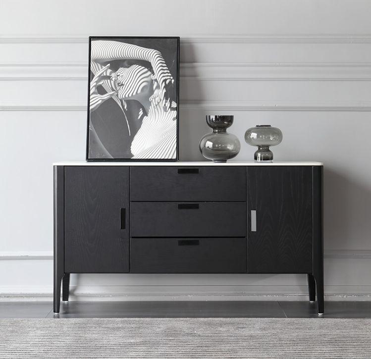 DERIAN Buffet Sideboard Cabinet With Marble Top Mordern Style Timber Buffet