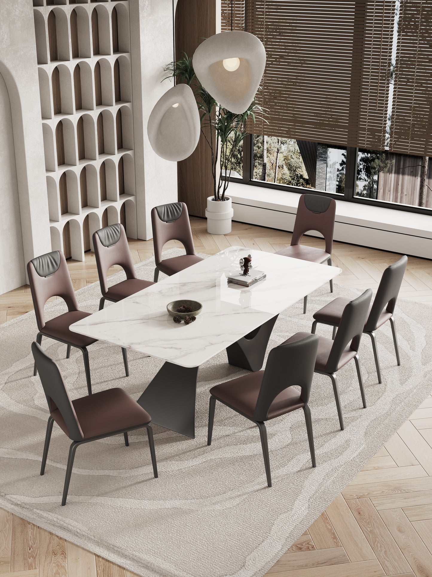 Mermaid Half Open Back Style PU Leather Dining Chair Metal Legs Black Color High Density Foam Seat