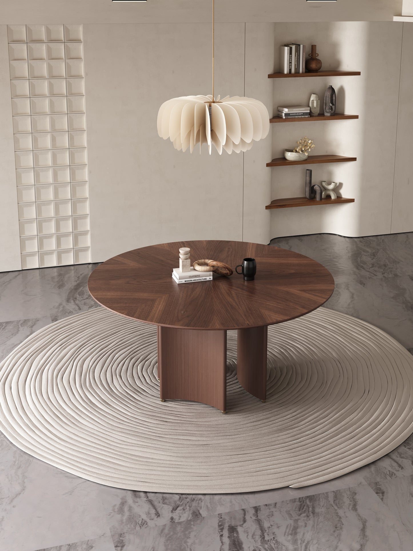 CALLIOPE Walnut Color Timber Round Style Dining Table 1.2m/1.35m