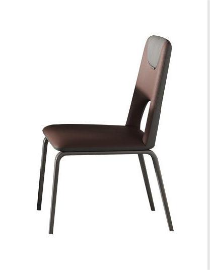 Mermaid Half Open Back Style PU Leather Dining Chair Metal Legs Black Color High Density Foam Seat