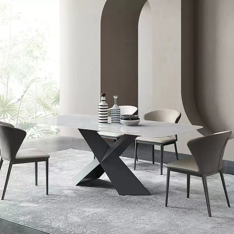 THIBAULT High-Gloss Pandora Pattern Luxury Dining Table X Cross Carbon Steel Base 1.5m-2m