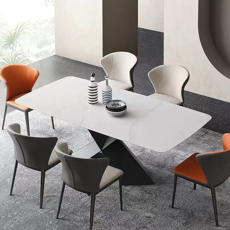 THIBAULT High-Gloss Pandora Pattern Luxury Dining Table X Cross Carbon Steel Base 1.5m-2m
