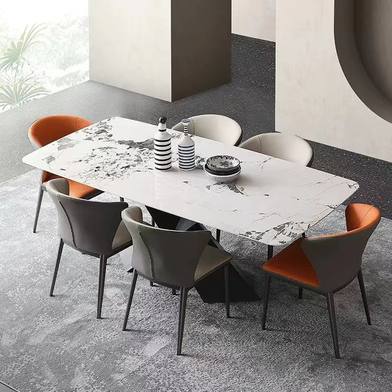THIBAULT High-Gloss Pandora Pattern Luxury Dining Table X Cross Carbon Steel Base 1.5m-2m