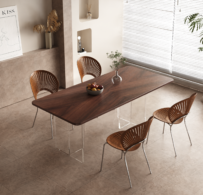 CIRCULAR FAN Wabi-Sabi Design Dining Chair Steel Frame And Legs With Solid Timber Seat