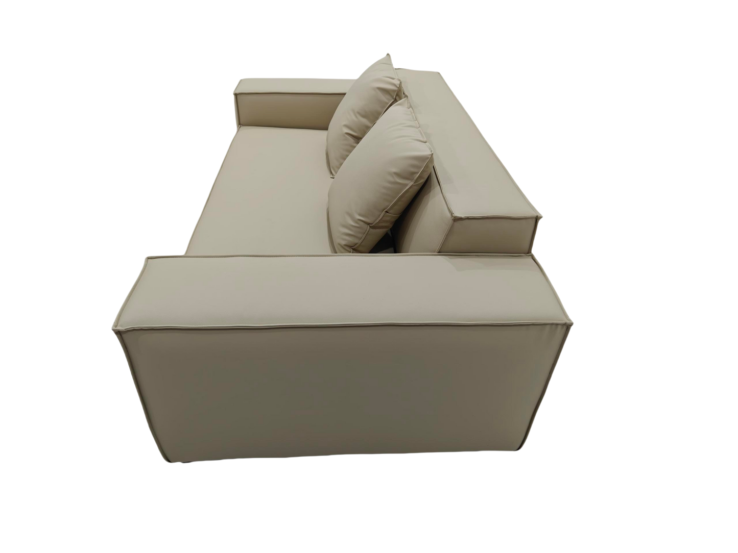 TOFU Beige Color Hi-Tech Synthesized Leather Two Seat Sofa Small Sofa Lounge 2m