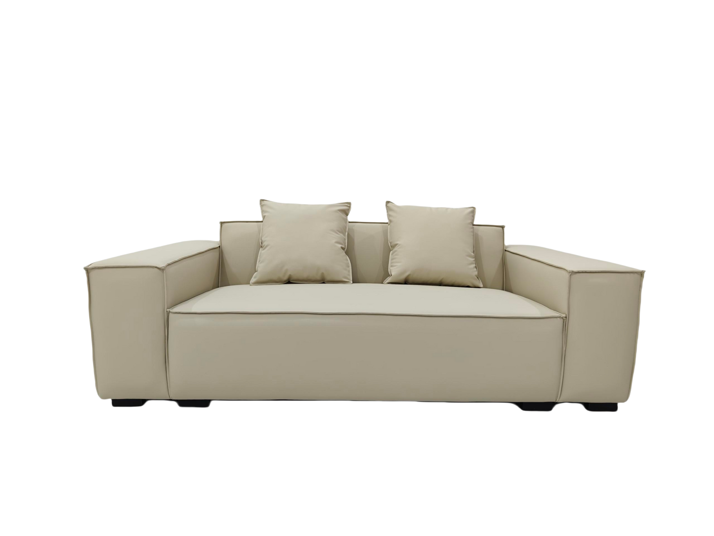 TOFU Beige Color Hi-Tech Synthesized Leather Two Seat Sofa Small Sofa Lounge 2m