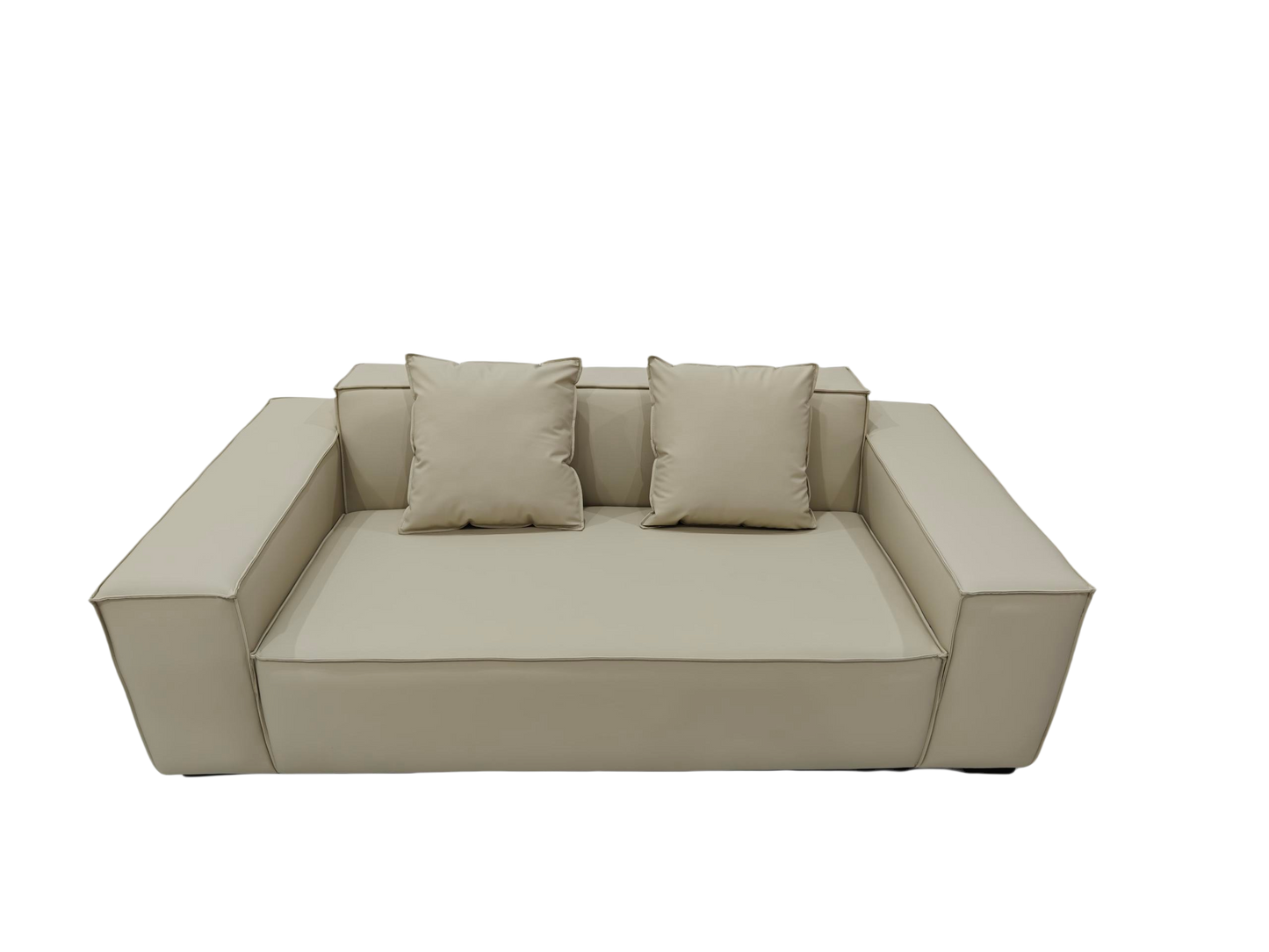 TOFU Beige Color Hi-Tech Synthesized Leather Two Seat Sofa Small Sofa Lounge 2m