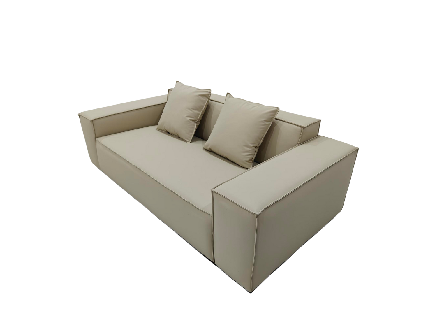 TOFU Beige Color Hi-Tech Synthesized Leather Two Seat Sofa Small Sofa Lounge 2m
