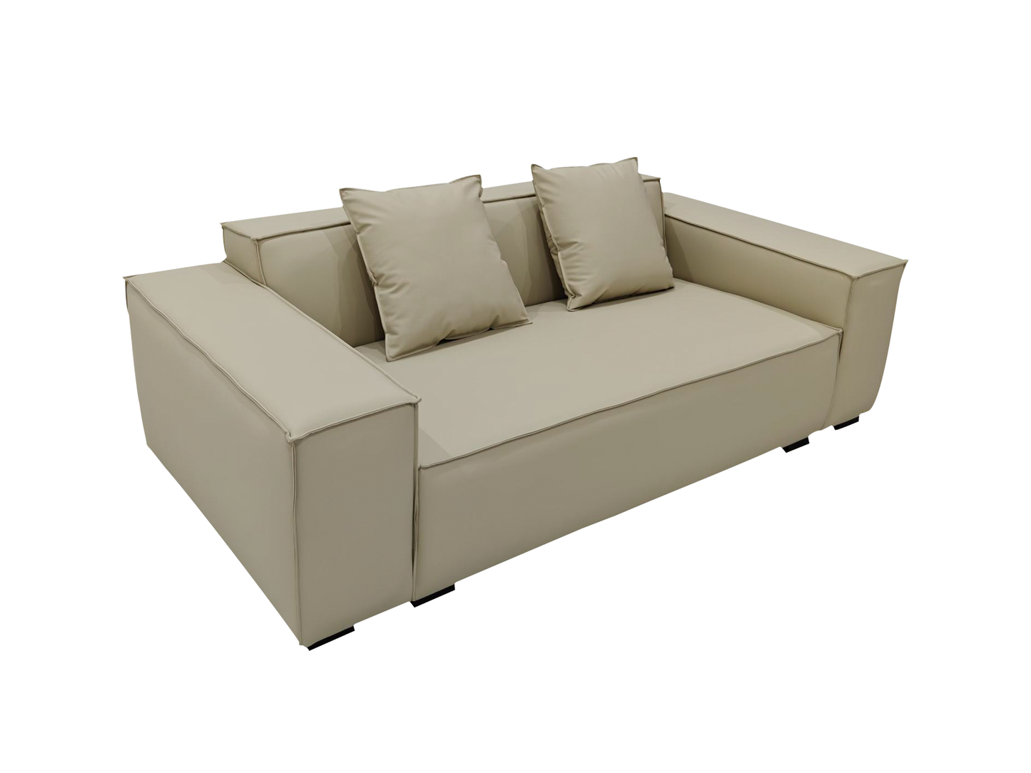 TOFU Beige Color Hi-Tech Synthesized Leather Two Seat Sofa Small Sofa Lounge 2m