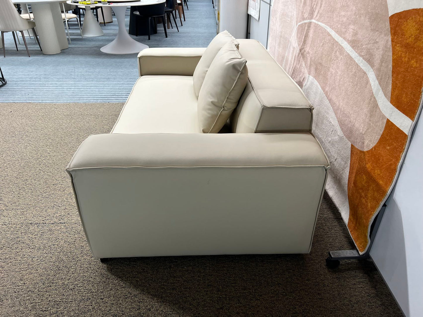 TOFU Beige Color Hi-Tech Synthesized Leather Two Seat Sofa Small Sofa Lounge 2m
