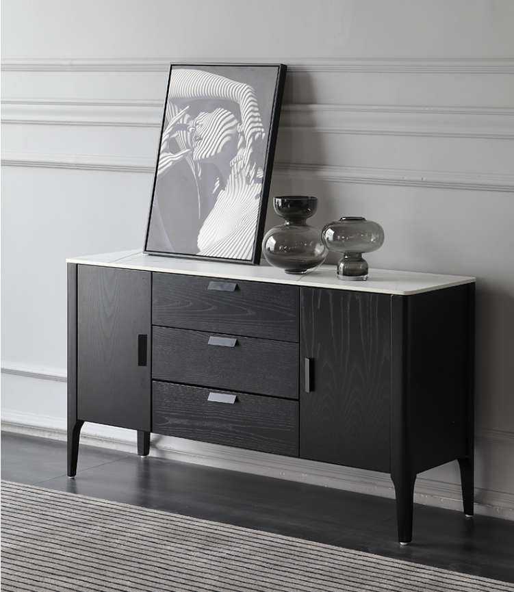 DERIAN Buffet Sideboard Cabinet With Marble Top Mordern Style Timber Buffet