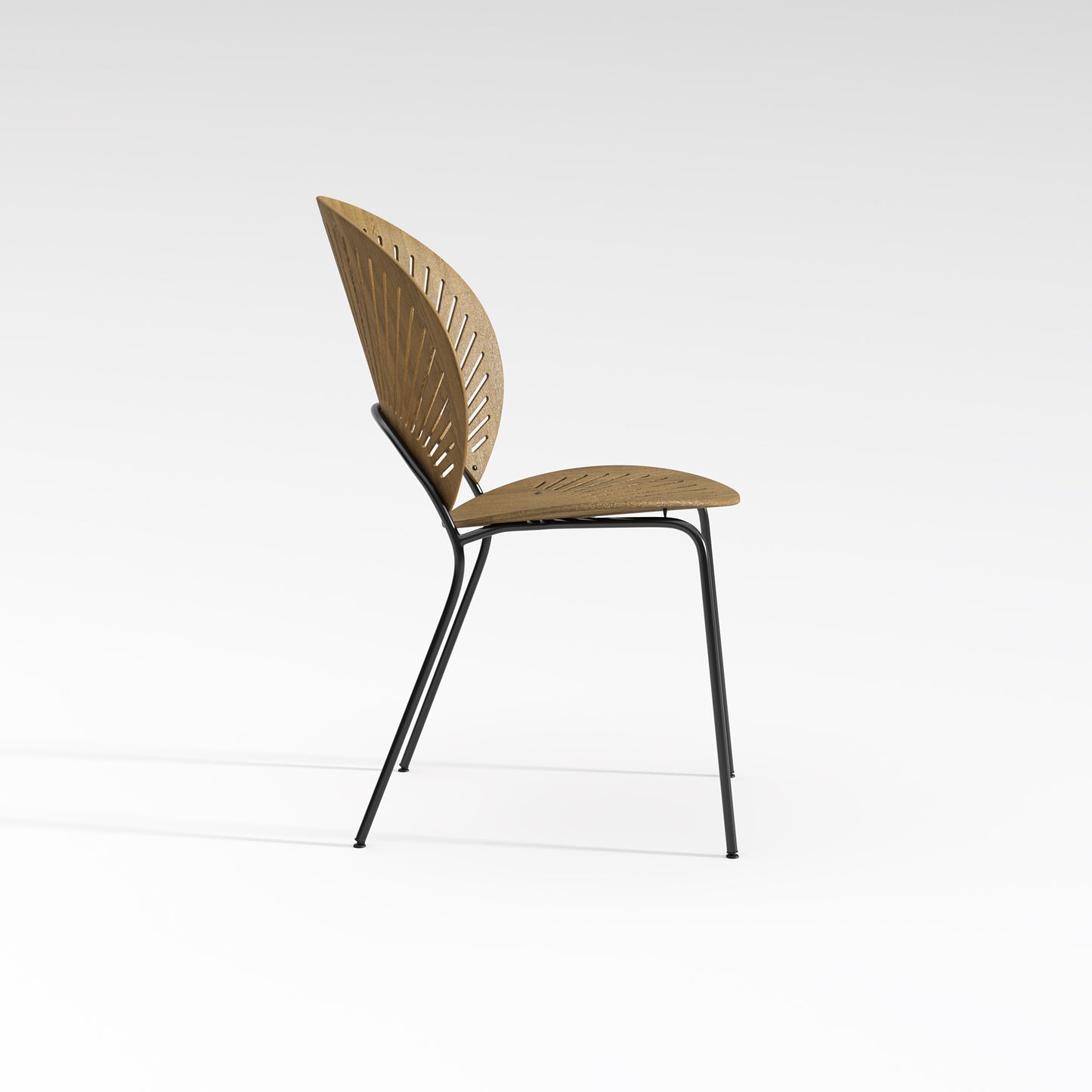 CIRCULAR FAN Wabi-Sabi Design Dining Chair Steel Frame And Legs With Solid Timber Seat