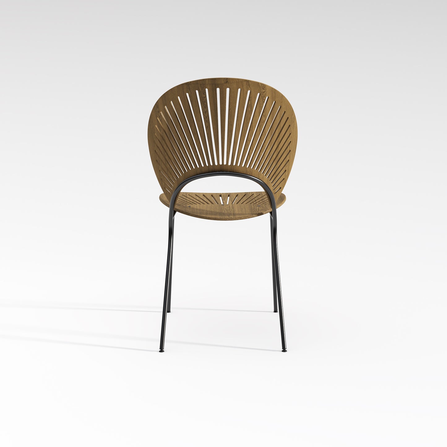 CIRCULAR FAN Wabi-Sabi Design Dining Chair Steel Frame And Legs With Solid Timber Seat
