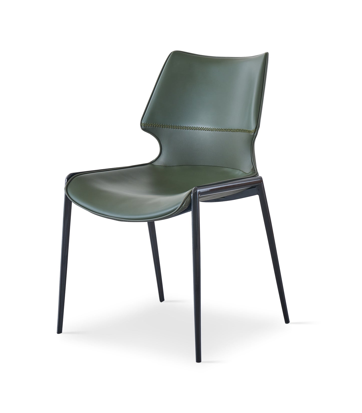 MAELYS Dark Green Color Dining Chair Microfiber Leather Wrapped Seat With Metal Legs