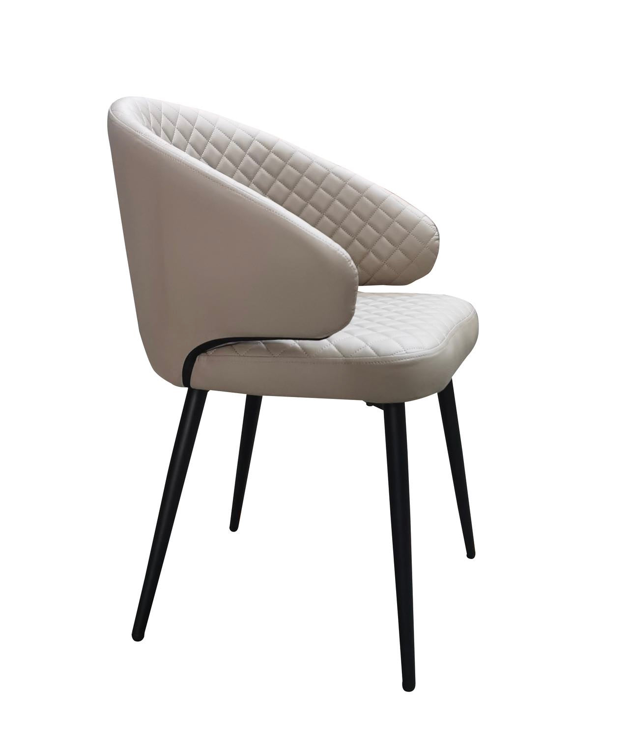 French Style Milk Tea Color Arm Chair Dining Chair Microfiber Leather Wrapped Seats With Metal Legs