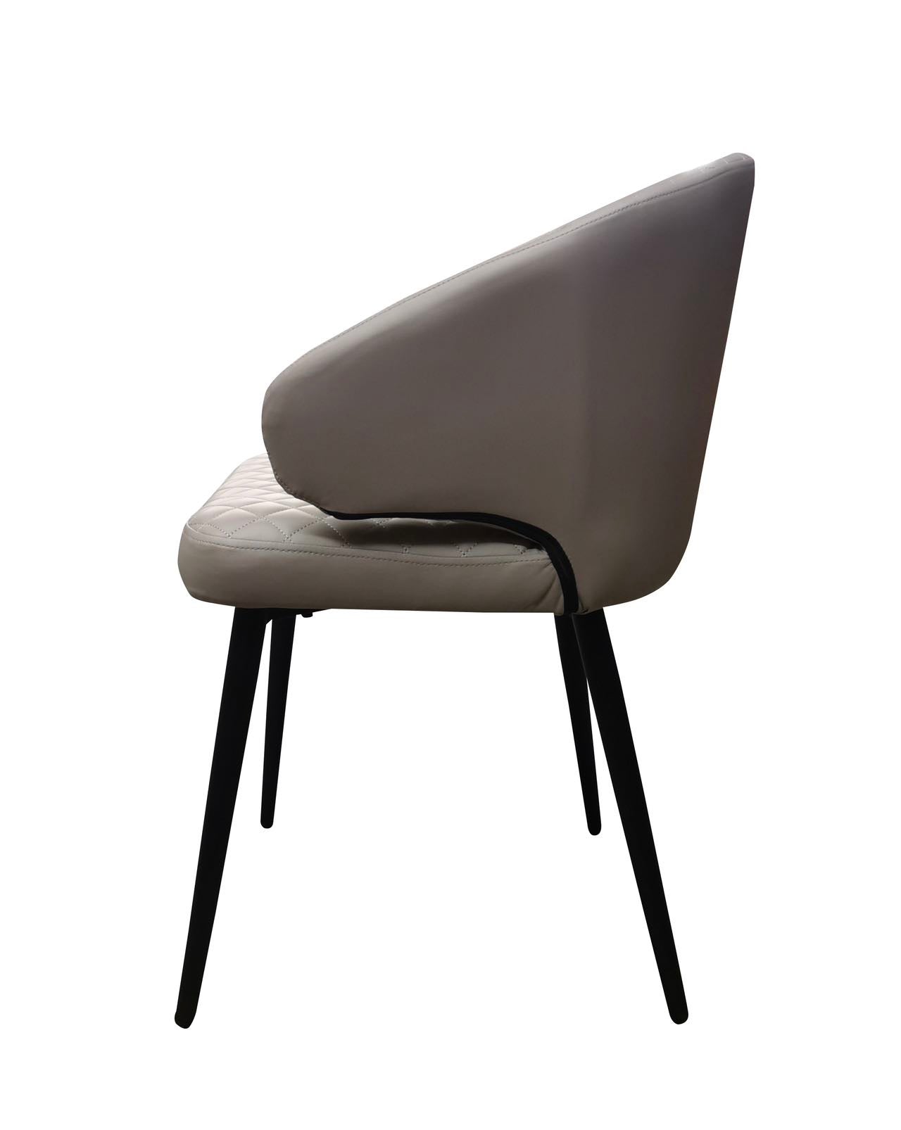 French Style Milk Tea Color Arm Chair Dining Chair Microfiber Leather Wrapped Seats With Metal Legs