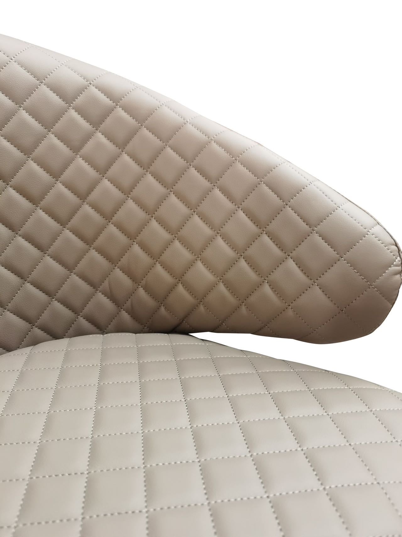 French Style Milk Tea Color Arm Chair Dining Chair Microfiber Leather Wrapped Seats With Metal Legs