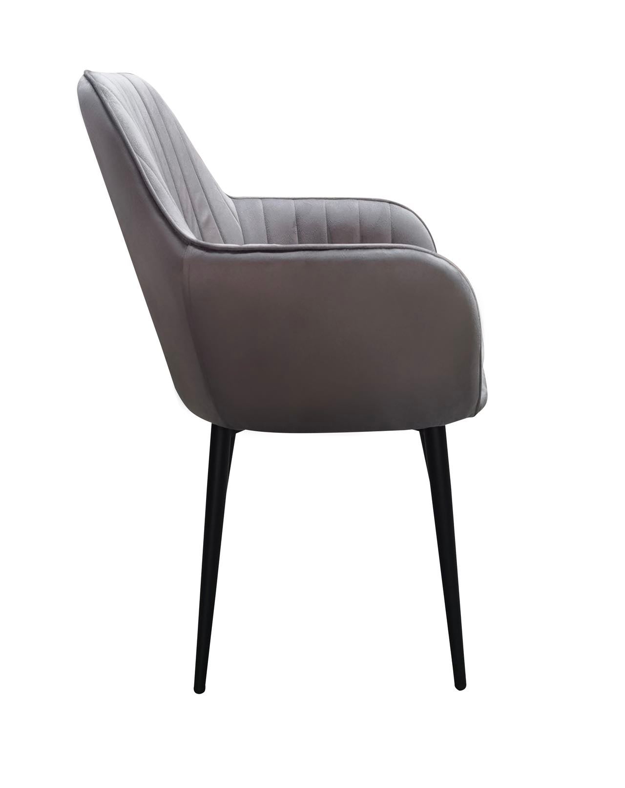French Style Dining Chair Grey Color Velvet Upholstered With Thickened Seat Cushion Armchair