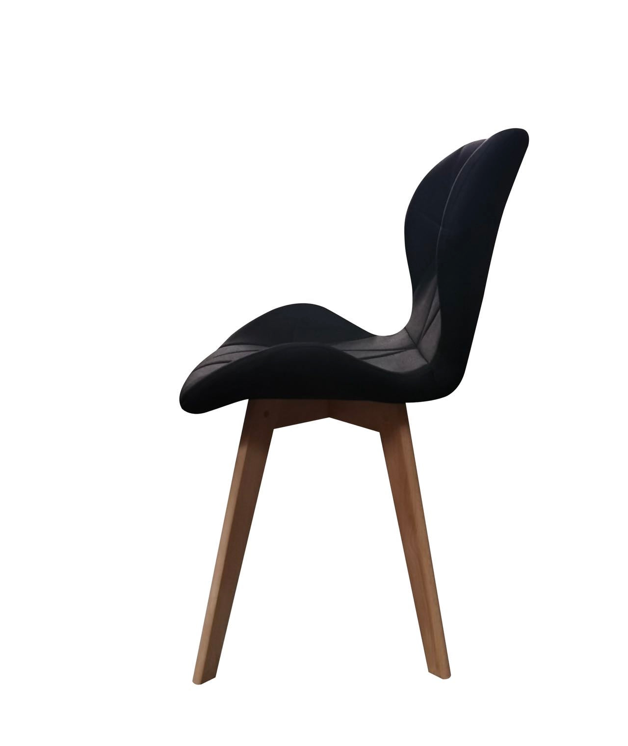 Diamond Style Black Color Simple Dining Chair Cotton Textured Seats With Timber Legs