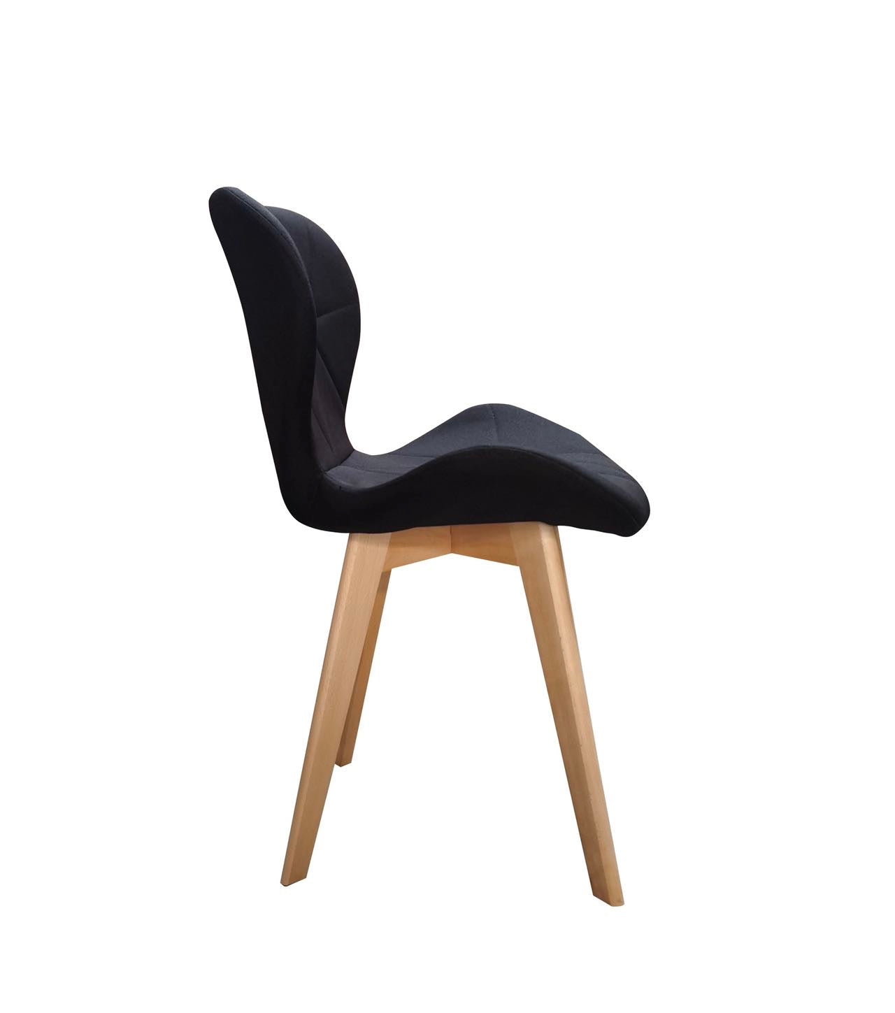 Diamond Style Black Color Simple Dining Chair Cotton Textured Seats With Timber Legs