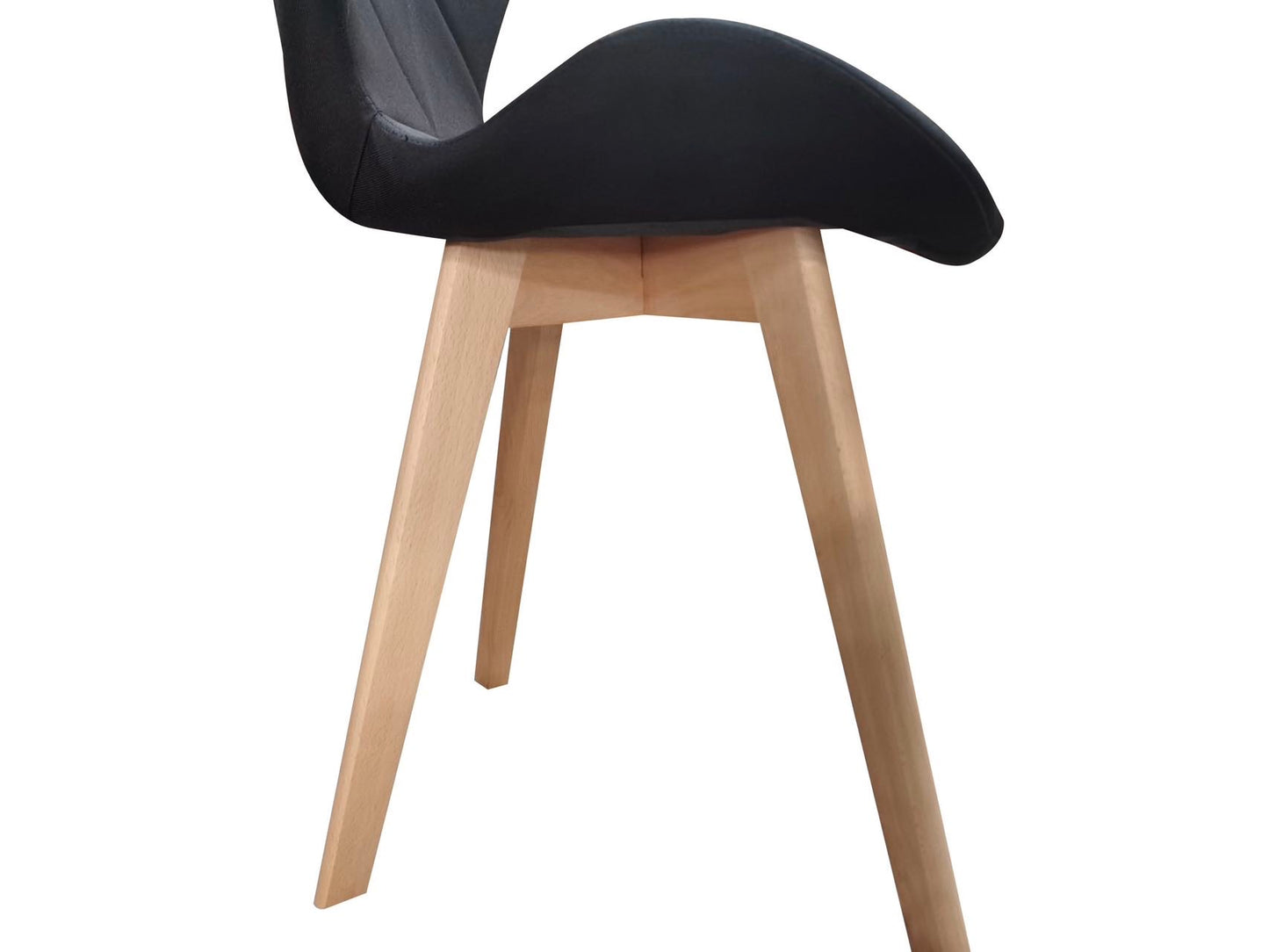Diamond Style Black Color Simple Dining Chair Cotton Textured Seats With Timber Legs