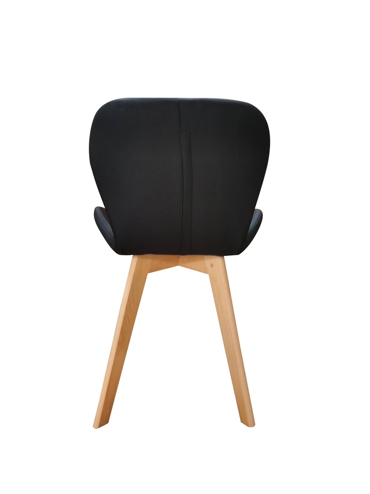 Diamond Style Black Color Simple Dining Chair Cotton Textured Seats With Timber Legs