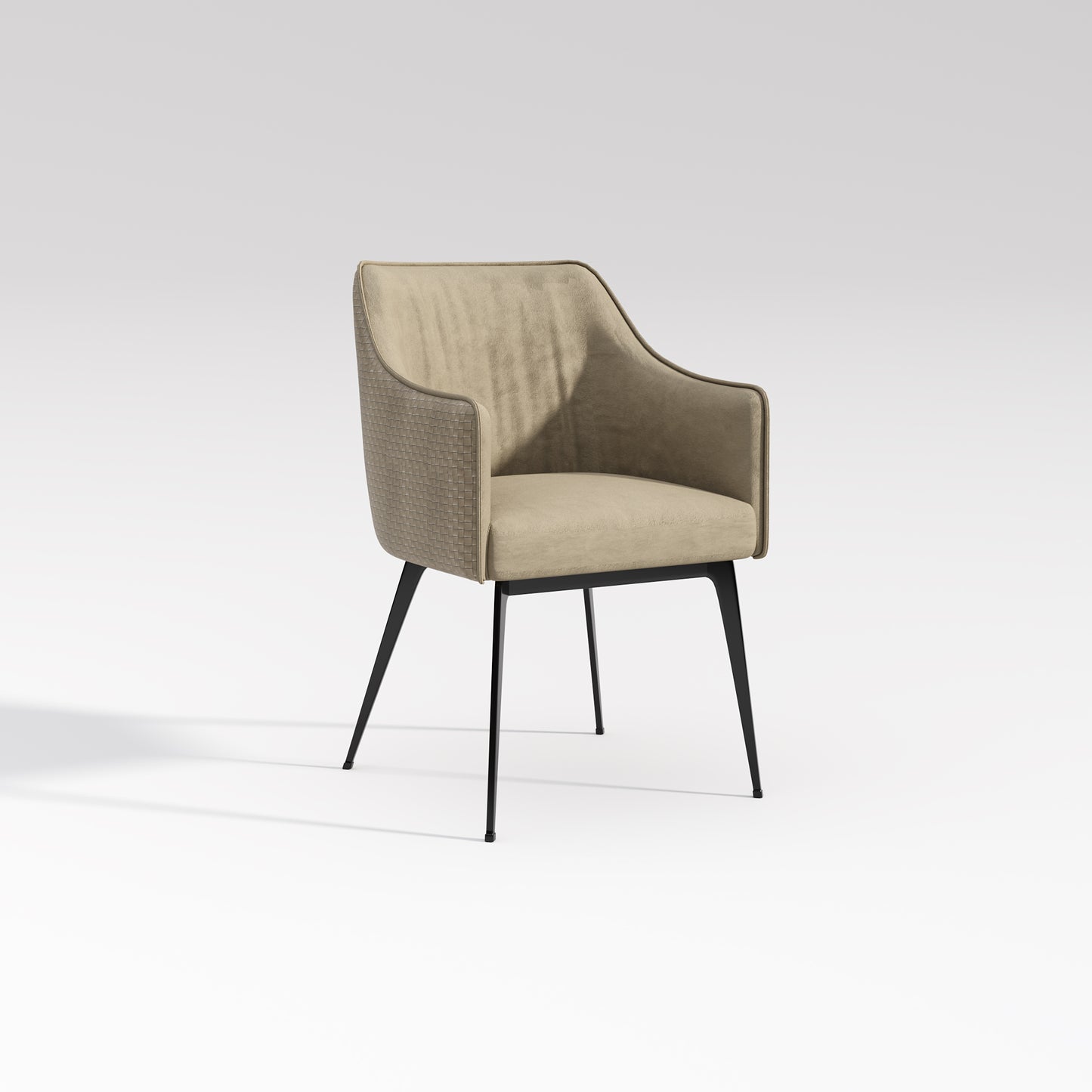Dashiell Light Brown Slim Leg Style Dining Chair Arm Chair Microfiber Leather With Extra Thick Seat Cushion