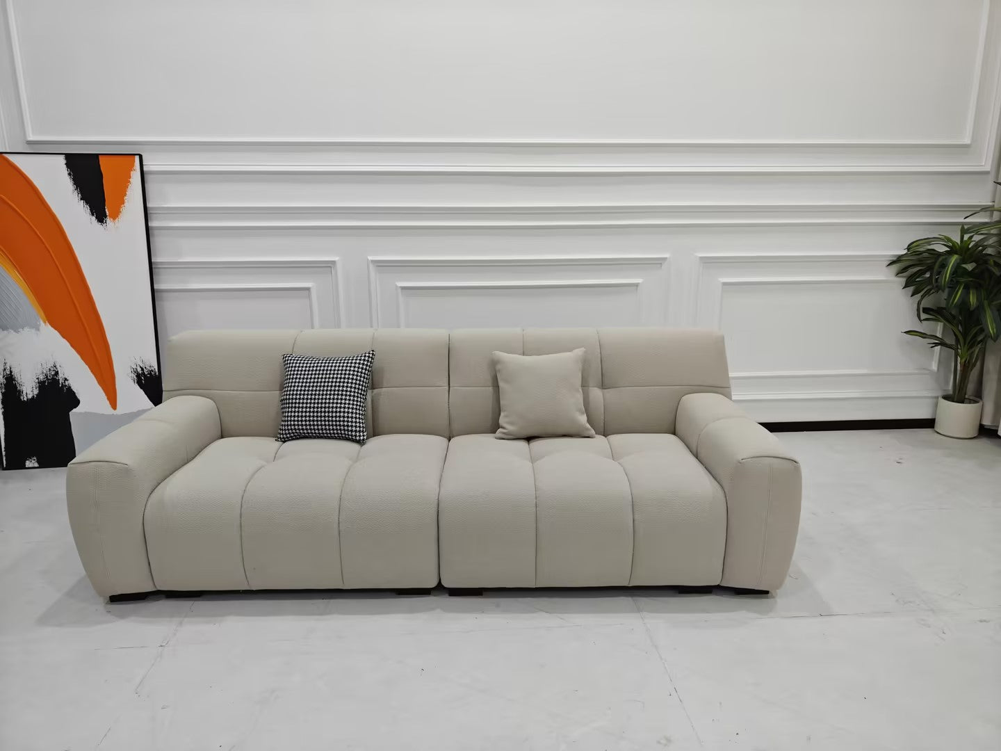 CANDY Light Grey Color Fabric 3 Seater Sofa Medium Sofa Lounge 2.4m