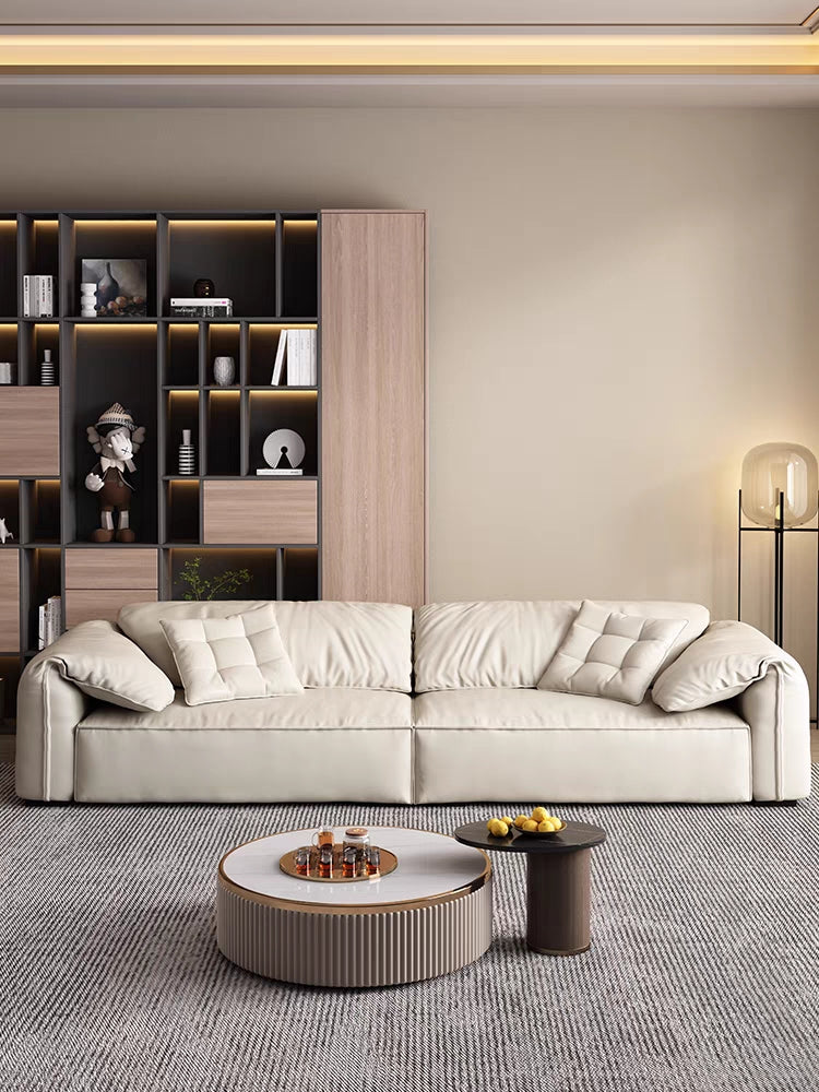 Designer Elephant Ear Beige Color Fabric 3 Seater Sofa Medium Sofa Lounge 2.4m
