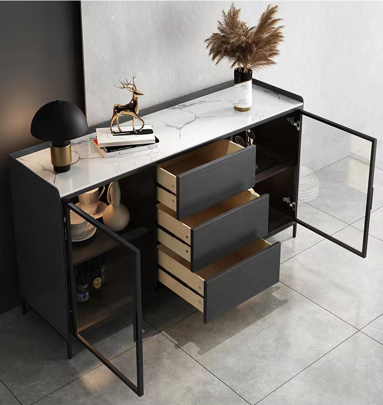 Vickie Buffet Sideboard Cabinet Sintered Stone Top Solid Timber Buffet