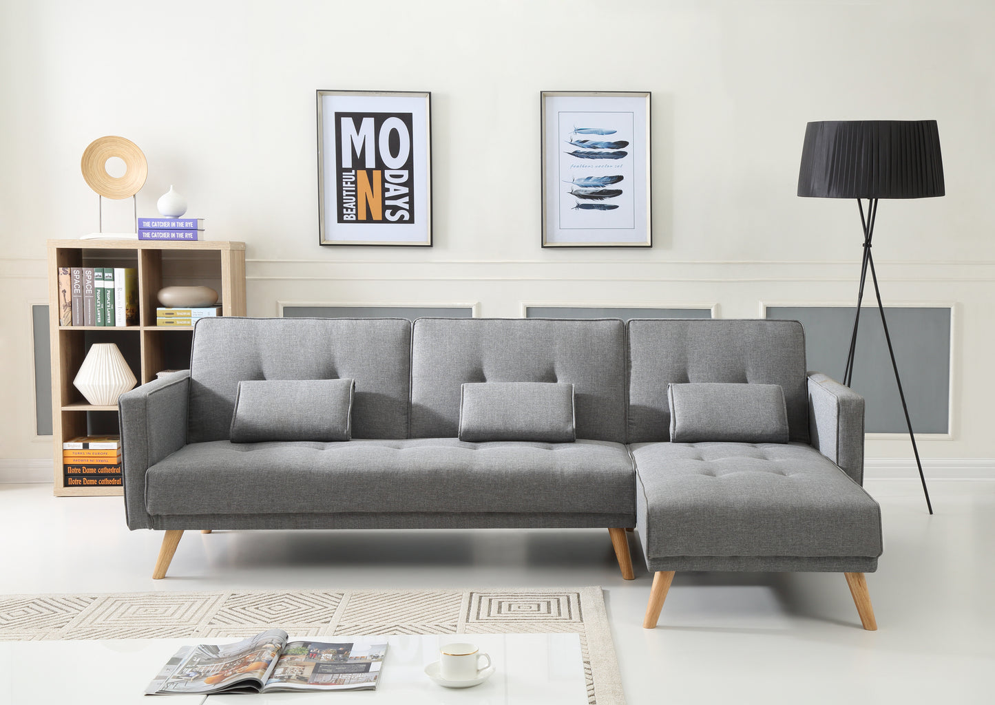 Linen Fabric 5 Seat Sofa Couch Lounges Futon Suite Chaise Set Bed