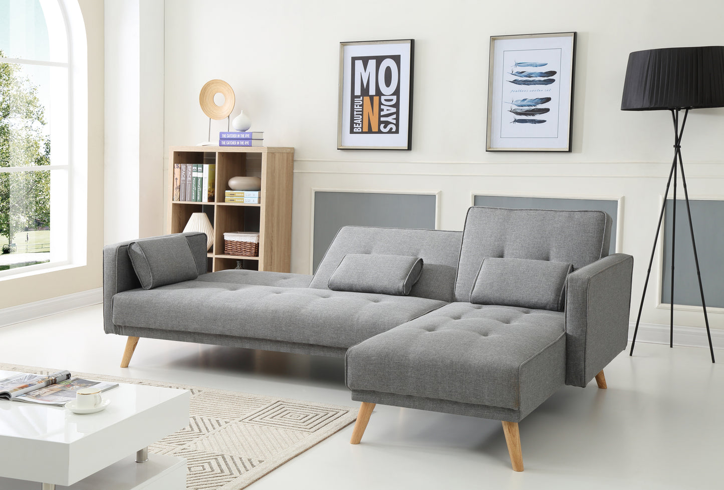 Linen Fabric 5 Seat Sofa Couch Lounges Futon Suite Chaise Set Bed