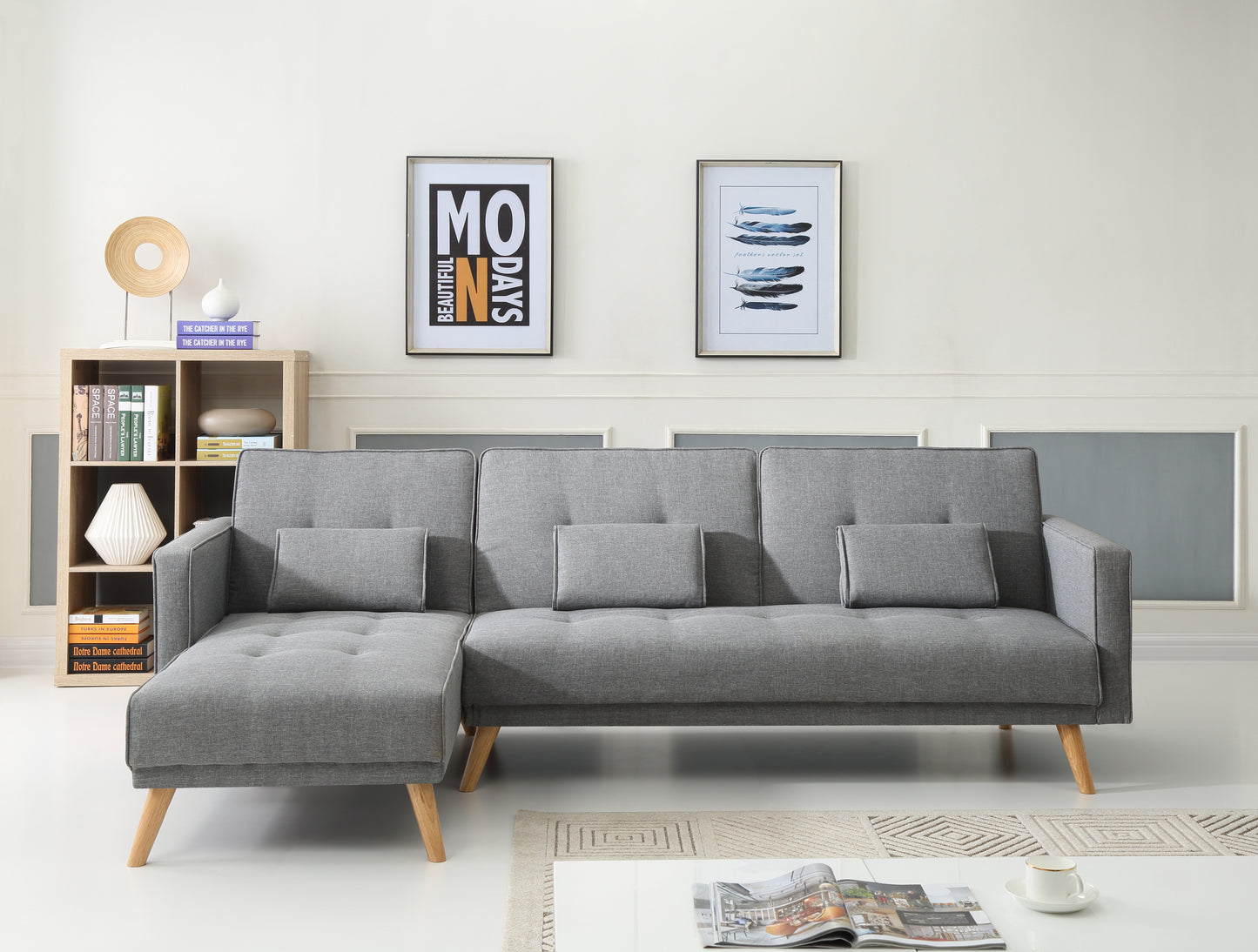 Linen Fabric 5 Seat Sofa Couch Lounges Futon Suite Chaise Set Bed
