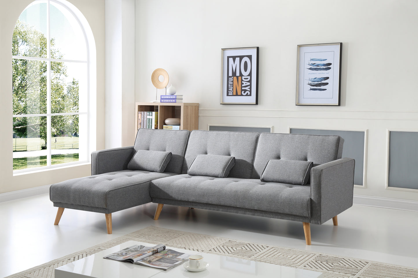 Linen Fabric 5 Seat Sofa Couch Lounges Futon Suite Chaise Set Bed