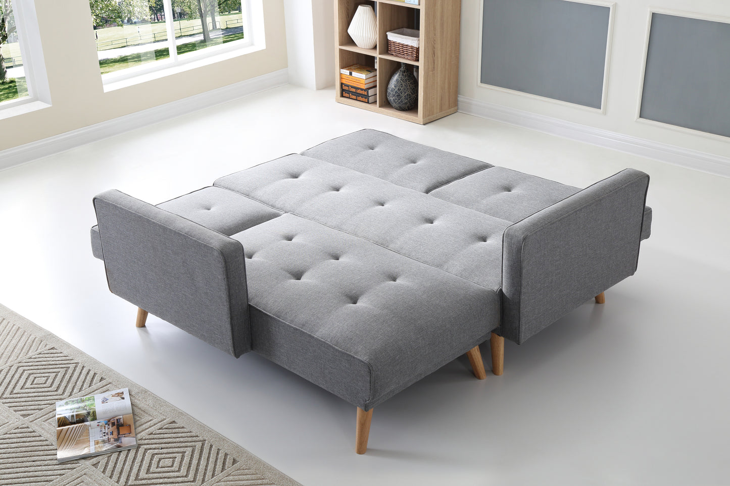 Linen Fabric 5 Seat Sofa Couch Lounges Futon Suite Chaise Set Bed