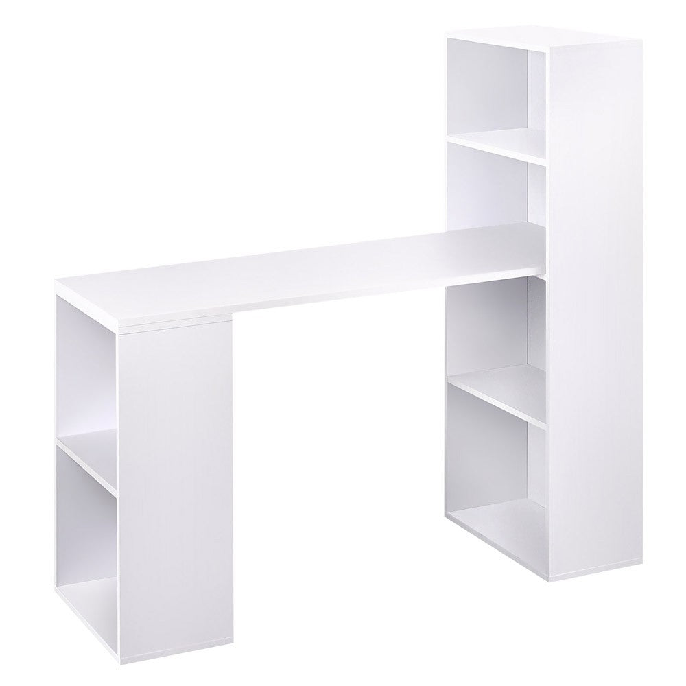 Simple Style White Color Study Desk With Book Shelf And Side Storage Student Apartment 1.2m