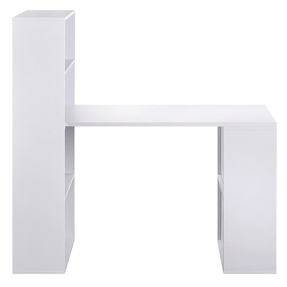 Simple Style White Color Study Desk With Book Shelf And Side Storage Student Apartment 1.2m