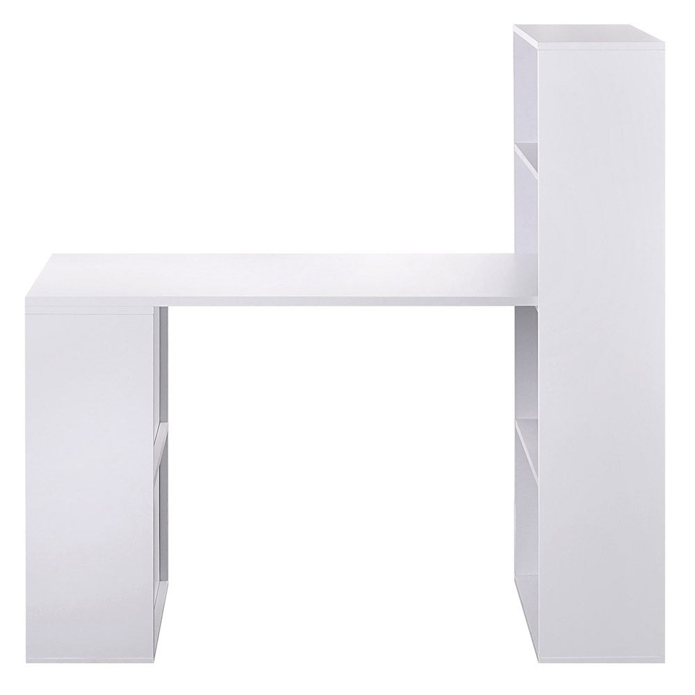 Simple Style White Color Study Desk With Book Shelf And Side Storage Student Apartment 1.2m