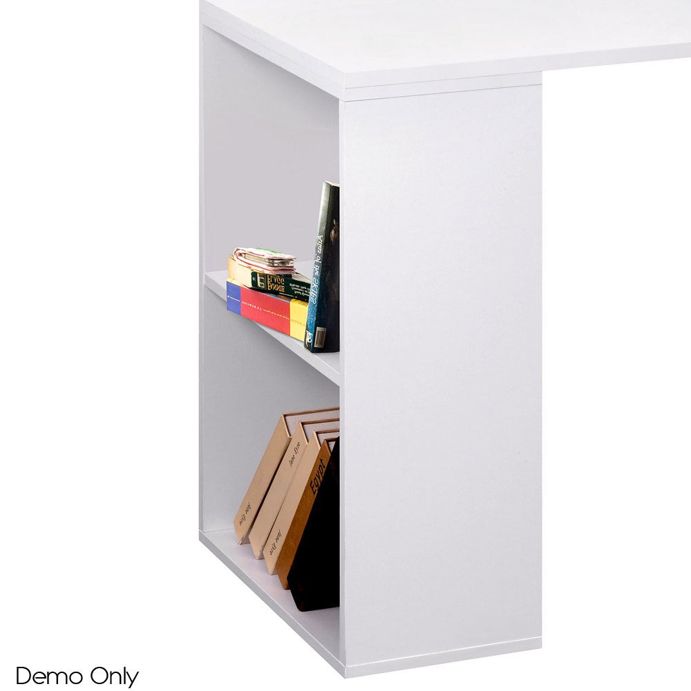 Simple Style White Color Study Desk With Book Shelf And Side Storage Student Apartment 1.2m