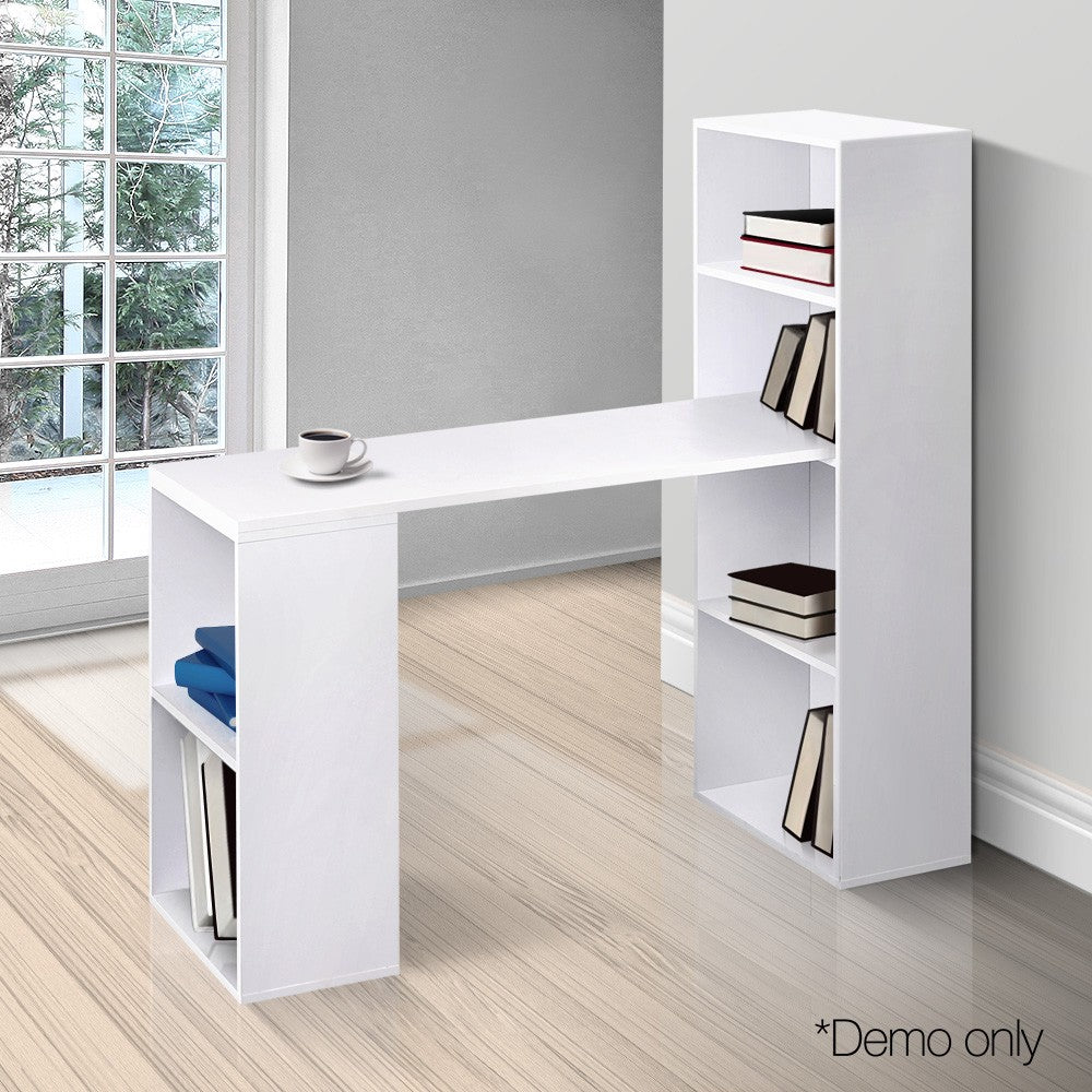 Simple Style White Color Study Desk With Book Shelf And Side Storage Student Apartment 1.2m
