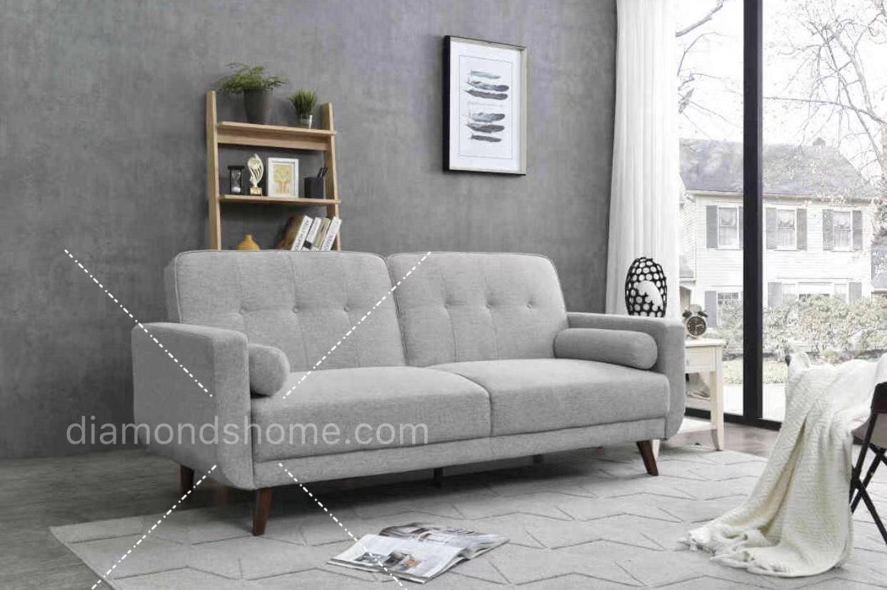 EVELYN 3 Seater Sofa Bed Easy To Clean Polyester Upholstery Rubberwood Legs Grey Color