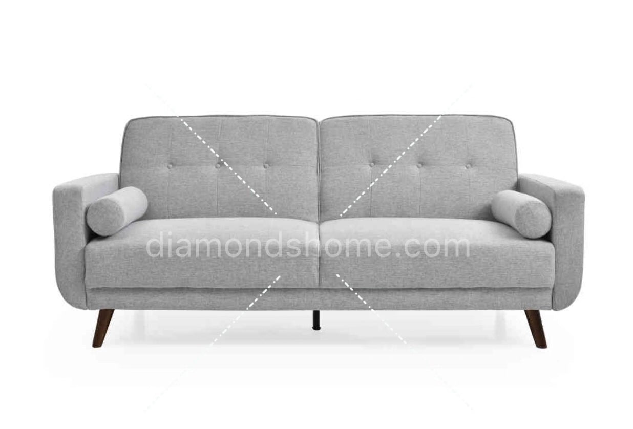 EVELYN 3 Seater Sofa Bed Easy To Clean Polyester Upholstery Rubberwood Legs Grey Color