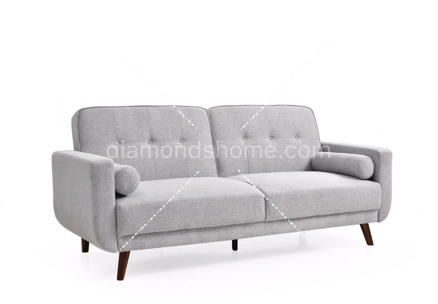 EVELYN 3 Seater Sofa Bed Easy To Clean Polyester Upholstery Rubberwood Legs Grey Color