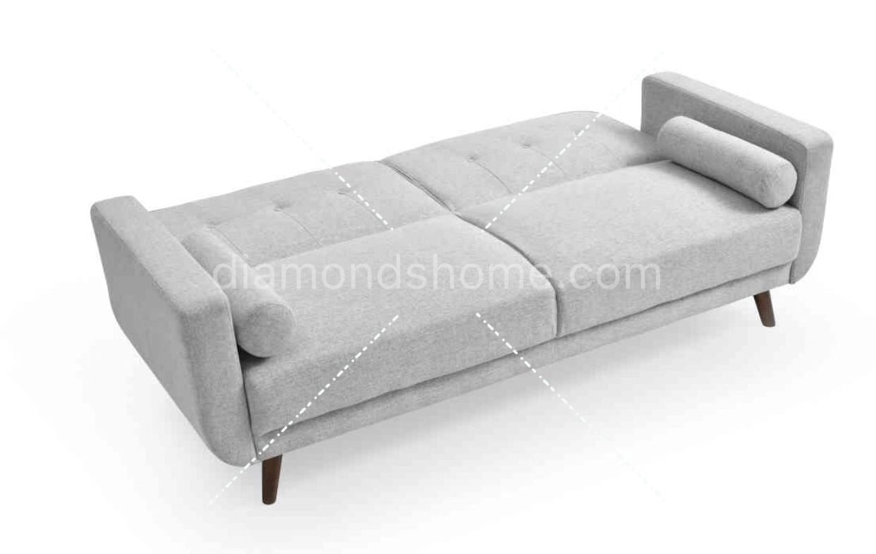 EVELYN 3 Seater Sofa Bed Easy To Clean Polyester Upholstery Rubberwood Legs Grey Color