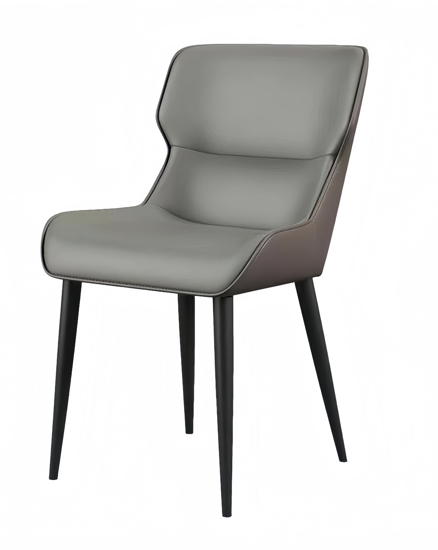 Dark Grey French Style Dining Chair Microfiber Leather Wrapped Seat With Metal Legs